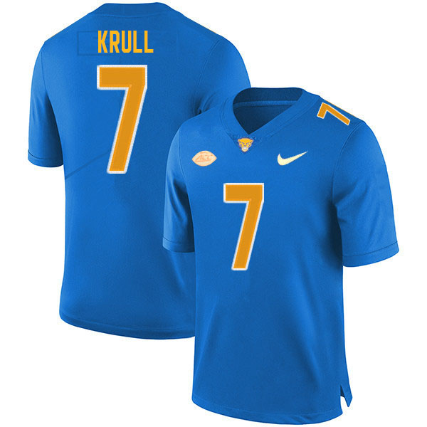 Men #7 Lucas Krull Pitt Panthers College Football Jerseys Sale-Royal